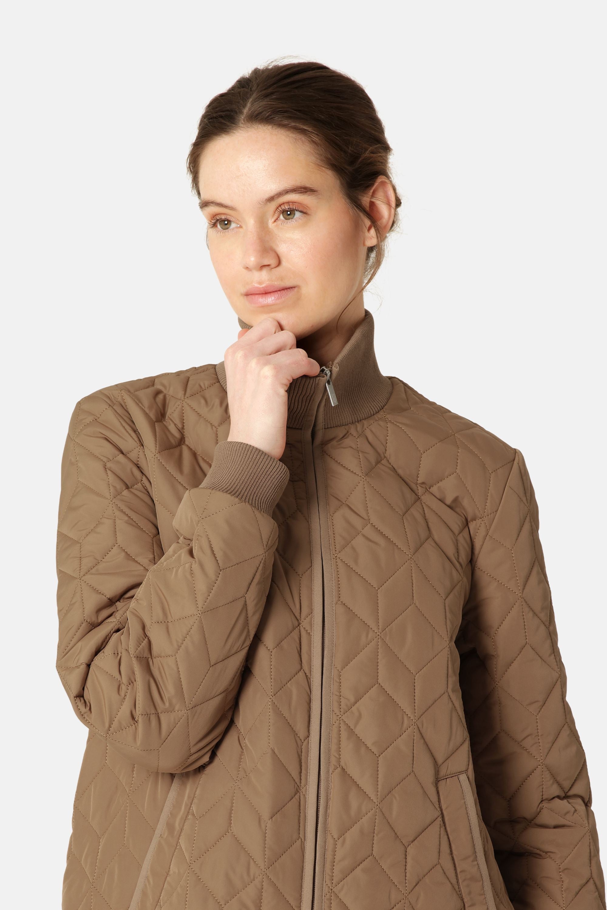 Long Padded Quilt Jacket - Mocca